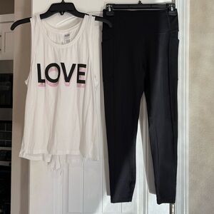 Victorias Secrets Women's white tank & Black Leggings set